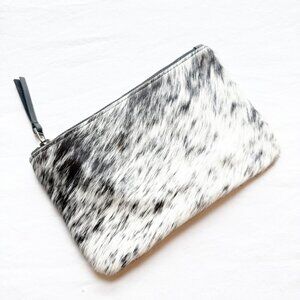 Cowhide Leather Zippered Wristlet Clutch By Prime&Rue - 9"